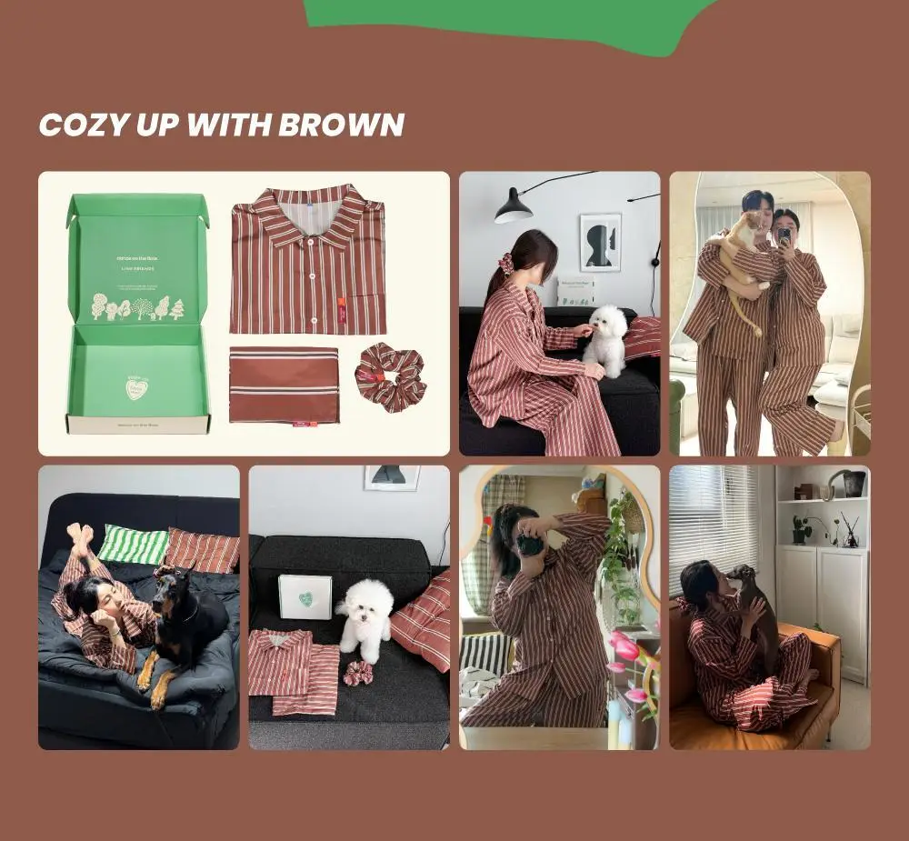 Furless pajamas[Long] - LINE FRIENDS Edition Bear Brown 상세페이지 2